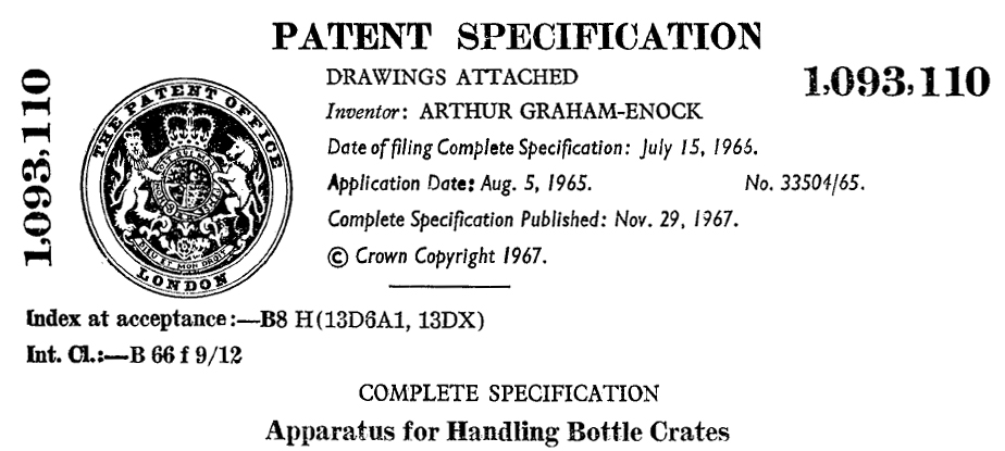 GB1093110 (A) - Apparatus for handling bottle crates